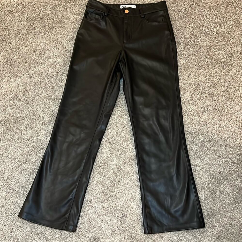 ZARA Faux Black‎ Leather 90s Pant Size 4 XS Gothic Party Holiday Sexy Concert
